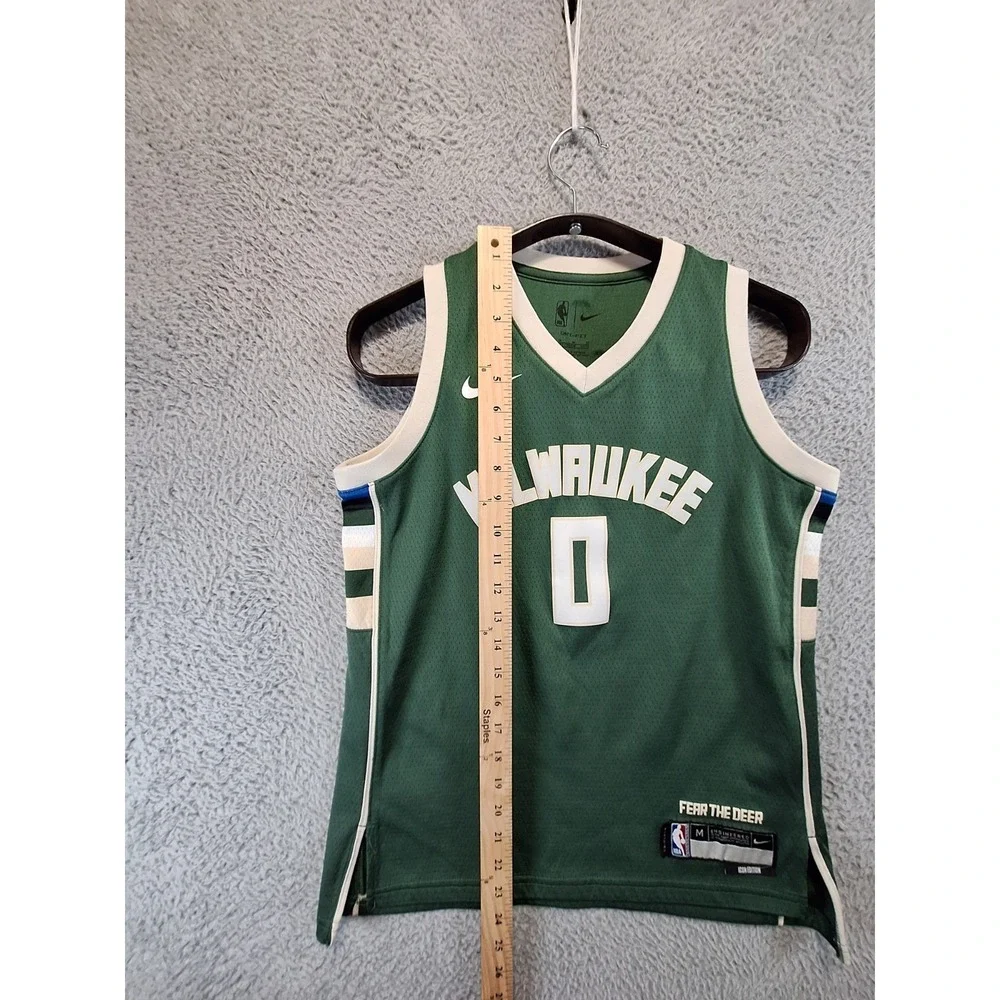 Milwaukee Bucks Jersey Boys M Green Nike Damian Lillard Basketball Icon Edition‎